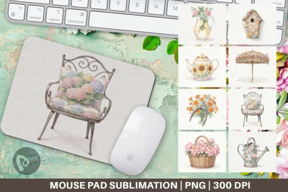 Airy Sun-Drenched Garden Mouse Pad PNG Elevates Your Workspace Aesthetic