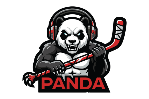 Angry Panda Hockey Mascot Logo Design