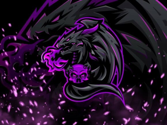 Dark Dragon Skull Mascot Logo Design for Esports and Fantasy Branding