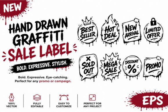 Graffiti Sale Label Set: Urban Art Meets Marketing