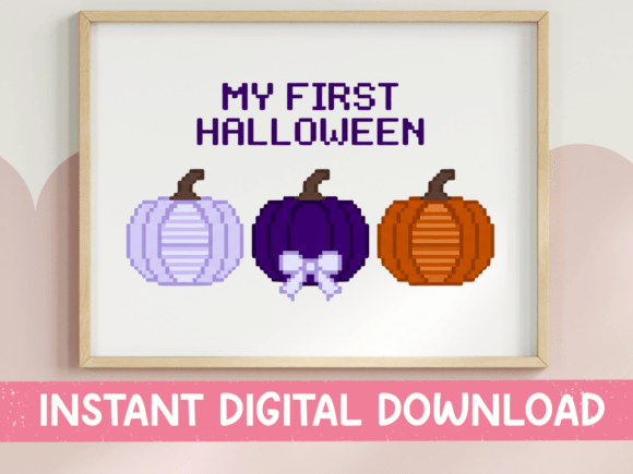 My First Halloween Pixel Pumpkins Purple: Retro Pixel Art for Baby’s First Halloween