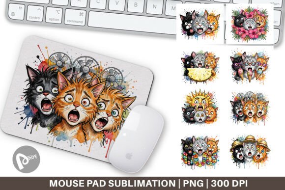 Panic Tropical Cats Mouse Pad PNG: The Sublimation Design That Transforms Your Desk Into a Productivity Haven