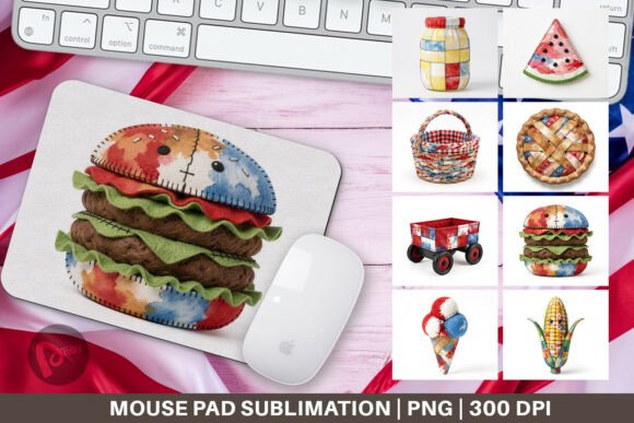Patriotic Picnic Patchwork Mouse Pad: Desk Style Meets Purpose