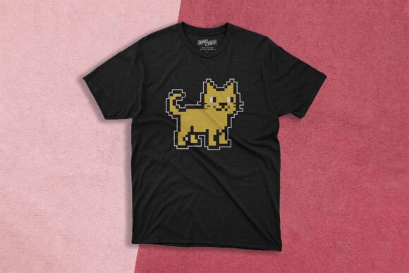 Retro Pixel Art Yellow Cat - Cute 8-Bit