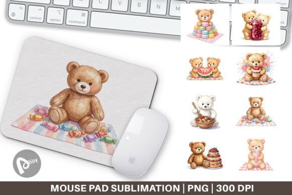 Sweet Treats Teddy Bear Mouse Pad PNG: A Functional Design Asset for Your Desktop Workflow