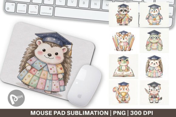 The Intersection of Digital Design and Desktop Ergonomics: Exploring the Digital Graduation Animal Mouse Pad PNG