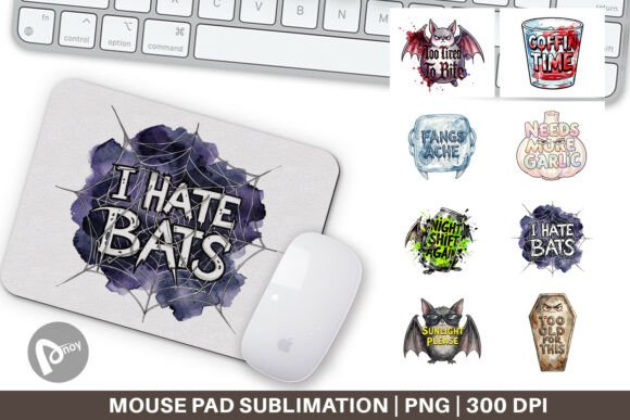 Tired Vampire Grumpy Quote Mouse Pad: The Sublimation-Printed Desk Accessory That Adds Personality and Comfort to Your Workspace