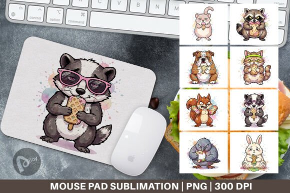Watercolor Grumpy Animal Mouse Pad