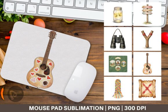 Watercolor Summer Camp Mouse Pad Design