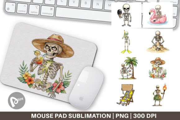 Watercolor Summer Skeleton Mouse Pad: A Strategic Desk Companion for Productive Work Sessions